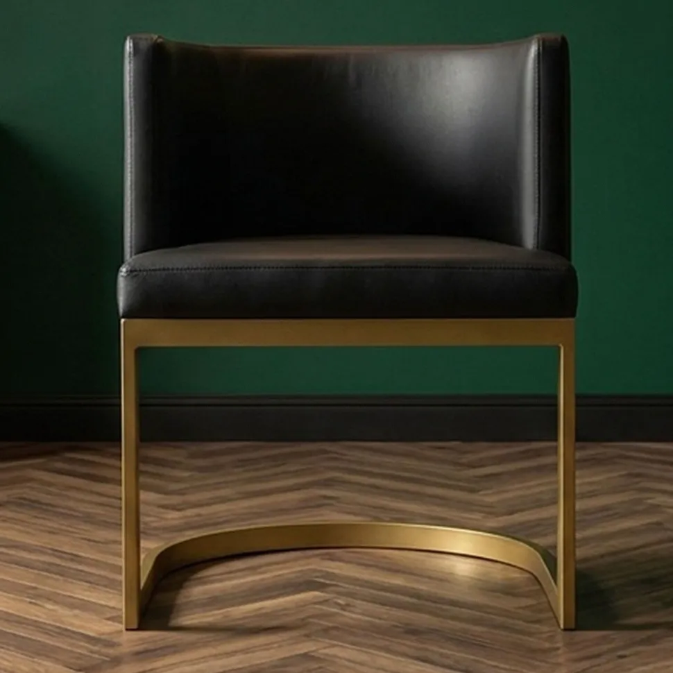 Chaise / Fauteuil Noellie Simili P.U. Noir pieds Or
