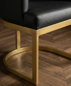 Chaise / Fauteuil Noellie Simili P.U. Noir pieds Or