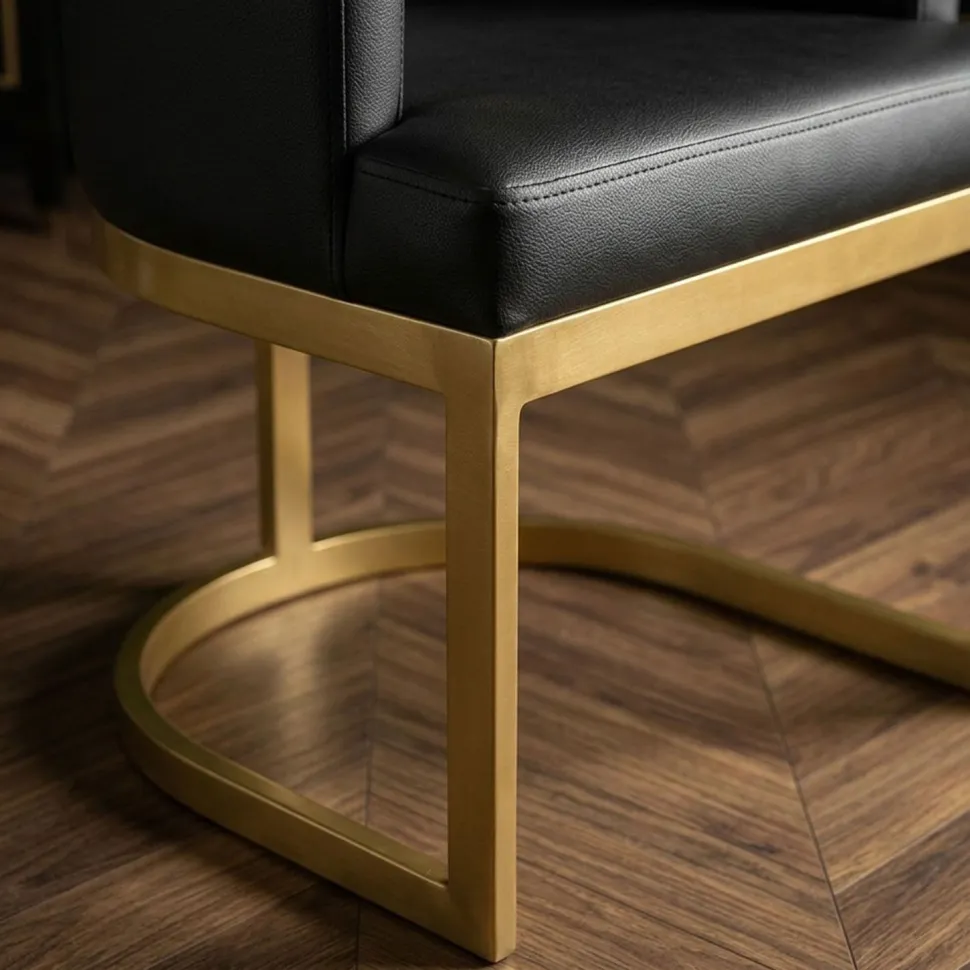 Chaise / Fauteuil Noellie Simili P.U. Noir pieds Or