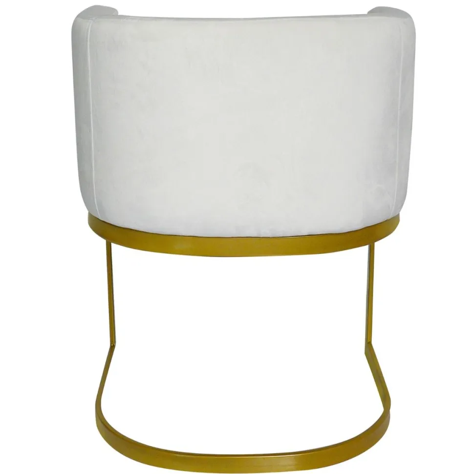 Chaise / Fauteuil Noellie Velours Blanc pieds Or