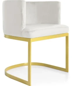Chaise / Fauteuil Noellie Velours Blanc pieds Or