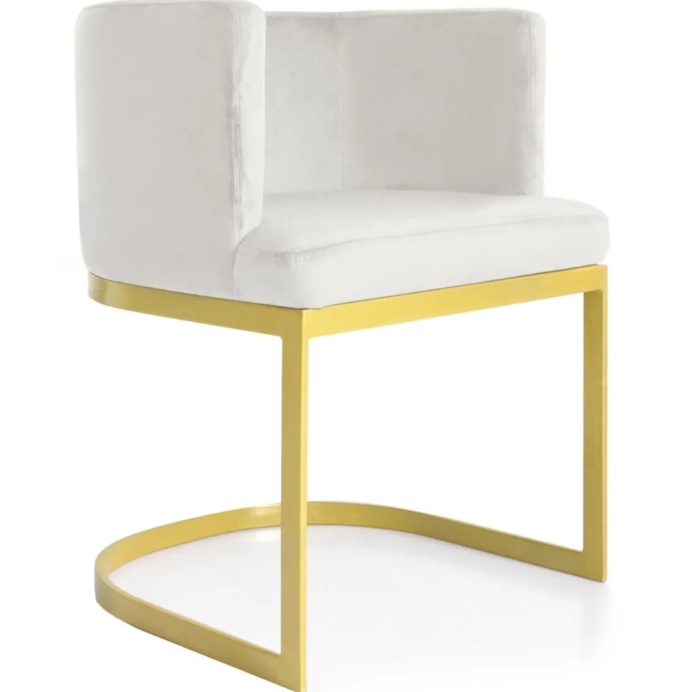Chaise / Fauteuil Noellie Velours Blanc pieds Or