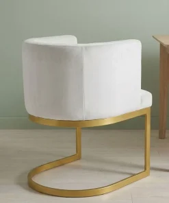 Chaise / Fauteuil Noellie Velours Blanc pieds Or