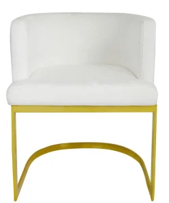 Chaise / Fauteuil Noellie Velours Blanc pieds Or