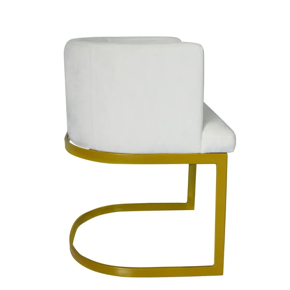 Chaise / Fauteuil Noellie Velours Blanc pieds Or