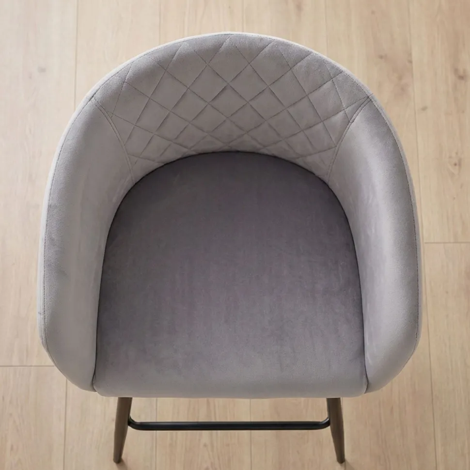 Chaise de bar Bobby Velours Argent