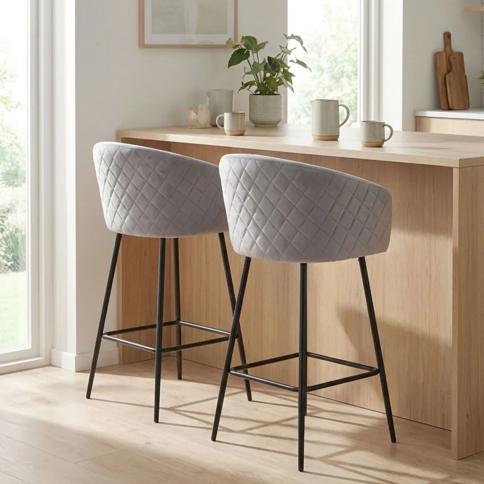 Chaise de bar Bobby Velours Argent