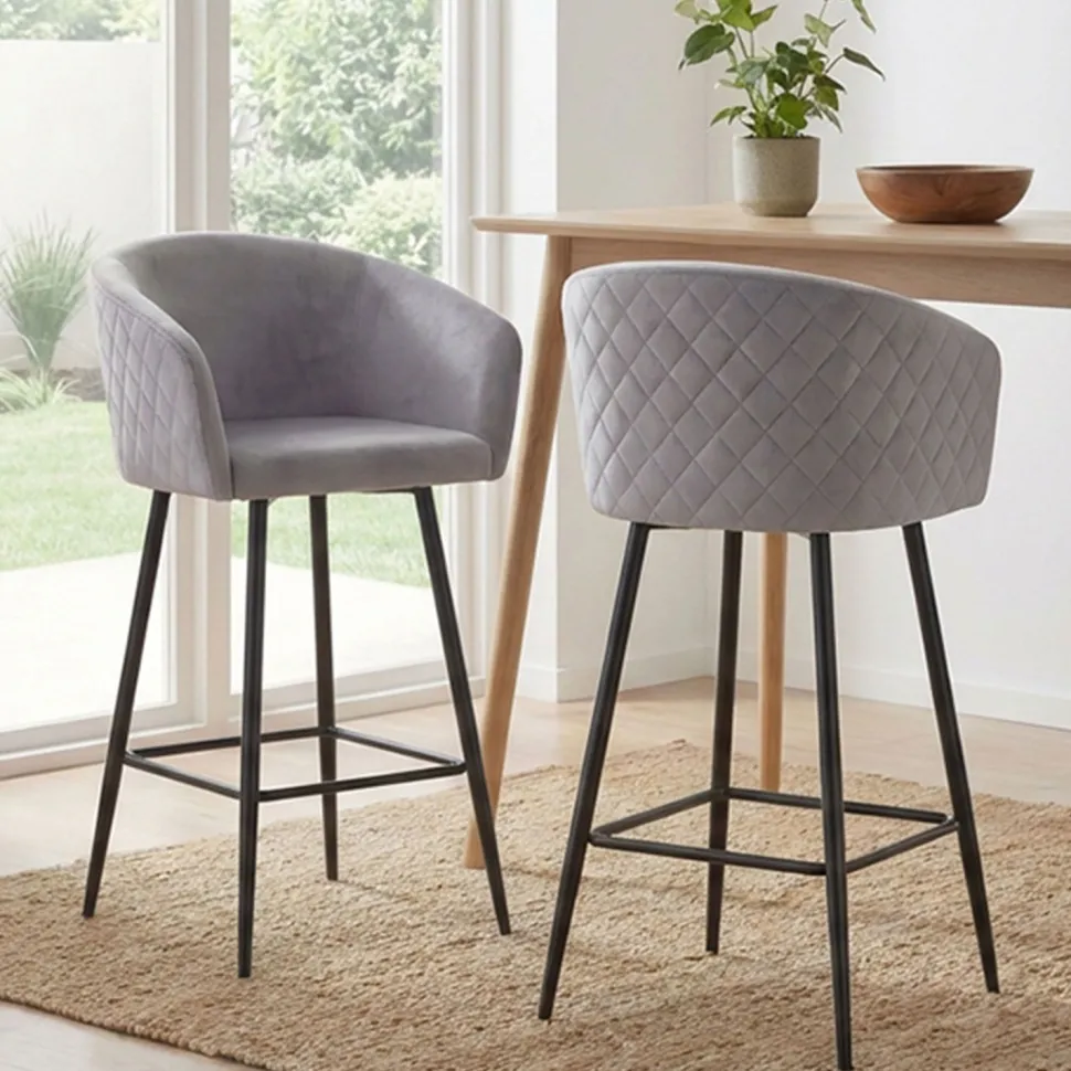 Chaise de bar Bobby Velours Argent