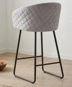 Chaise de bar Bobby Velours Argent