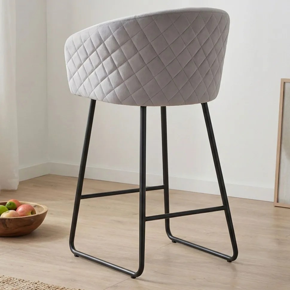 Chaise de bar Bobby Velours Argent