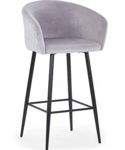 Chaise de bar Bobby Velours Argent