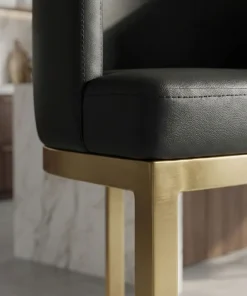Chaise de bar Noellie Simili P.U. Noir Pieds Or