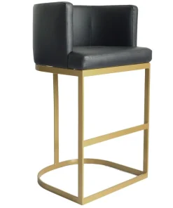Chaise de bar Noellie Simili P.U. Noir Pieds Or