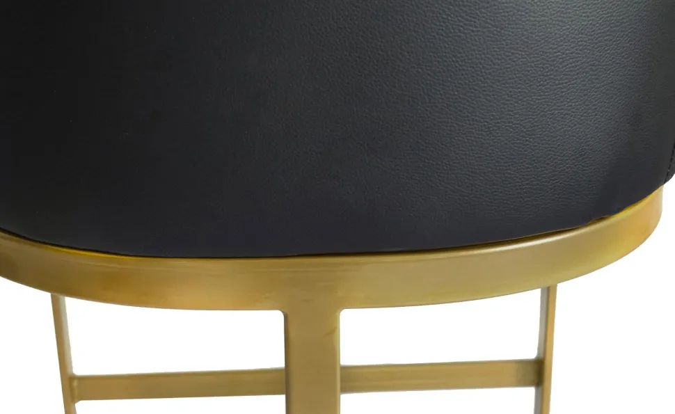 Chaise de bar Noellie Simili P.U. Noir Pieds Or