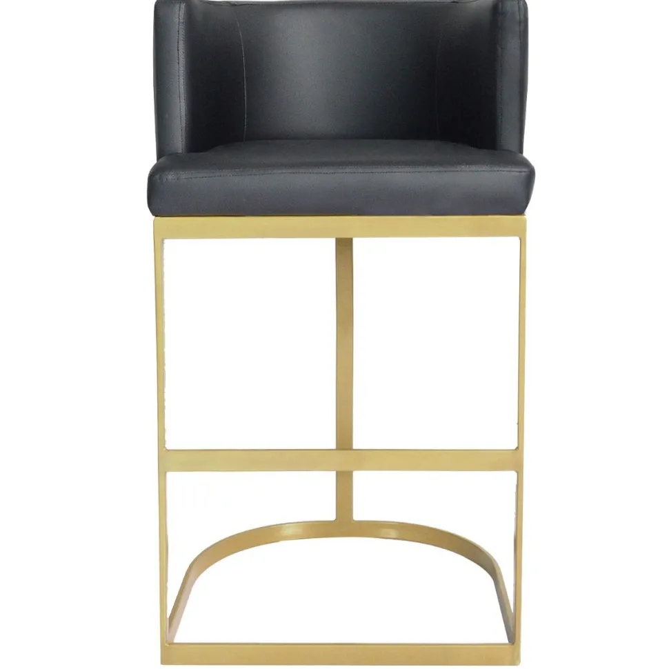 Chaise de bar Noellie Simili P.U. Noir Pieds Or