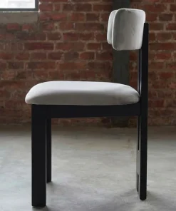 Chaise de salle à manger design Ceriz Bois noir et Velours Gris