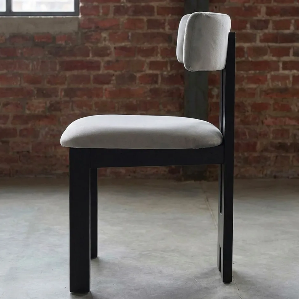 Chaise de salle à manger design Ceriz Bois noir et Velours Gris