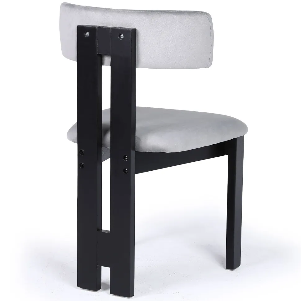 Chaise de salle à manger design Ceriz Bois noir et Velours Gris