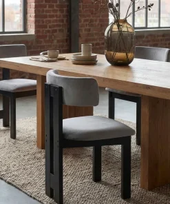 Chaise de salle à manger design Ceriz Bois noir et Velours Gris