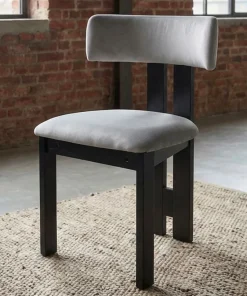 Chaise de salle à manger design Ceriz Bois noir et Velours Gris