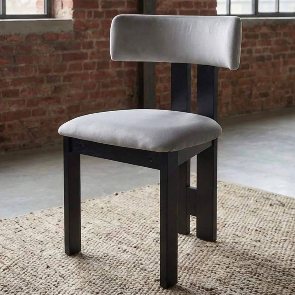 Chaise de salle à manger design Ceriz Bois noir et Velours Gris