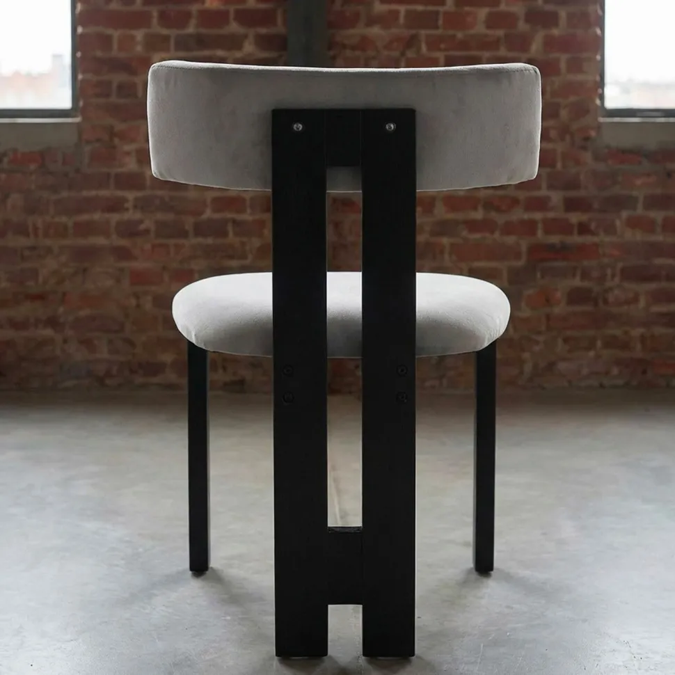 Chaise de salle à manger design Ceriz Bois noir et Velours Gris