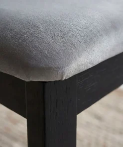 Chaise de salle à manger design Ceriz Bois noir et Velours Gris