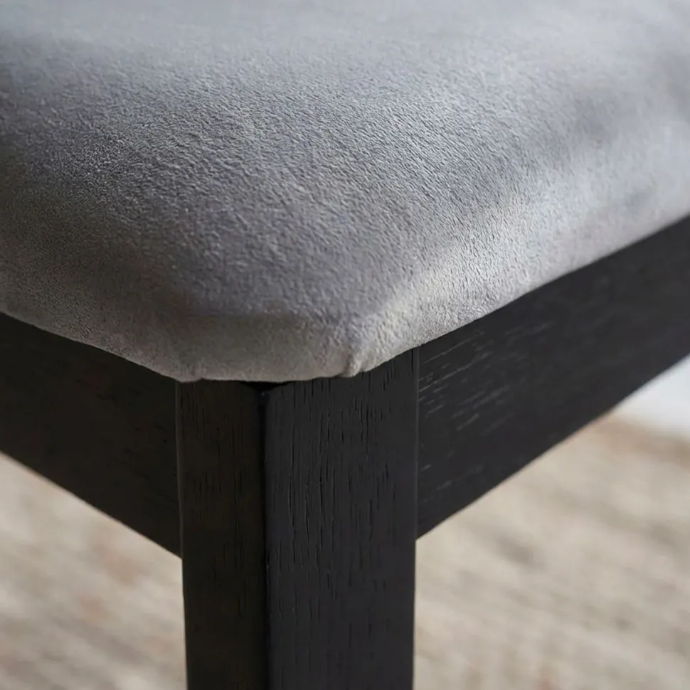 Chaise de salle à manger design Ceriz Bois noir et Velours Gris