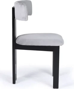 Chaise de salle à manger design Ceriz Bois noir et Velours Gris