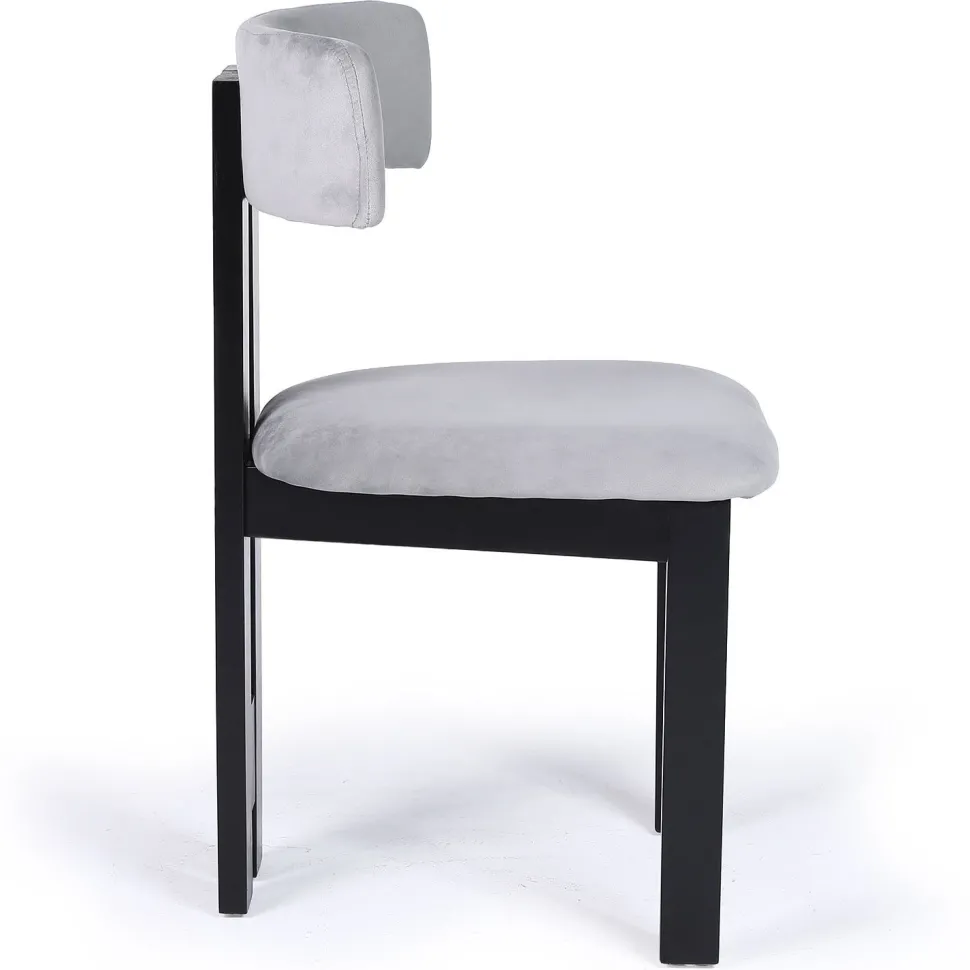 Chaise de salle à manger design Ceriz Bois noir et Velours Gris
