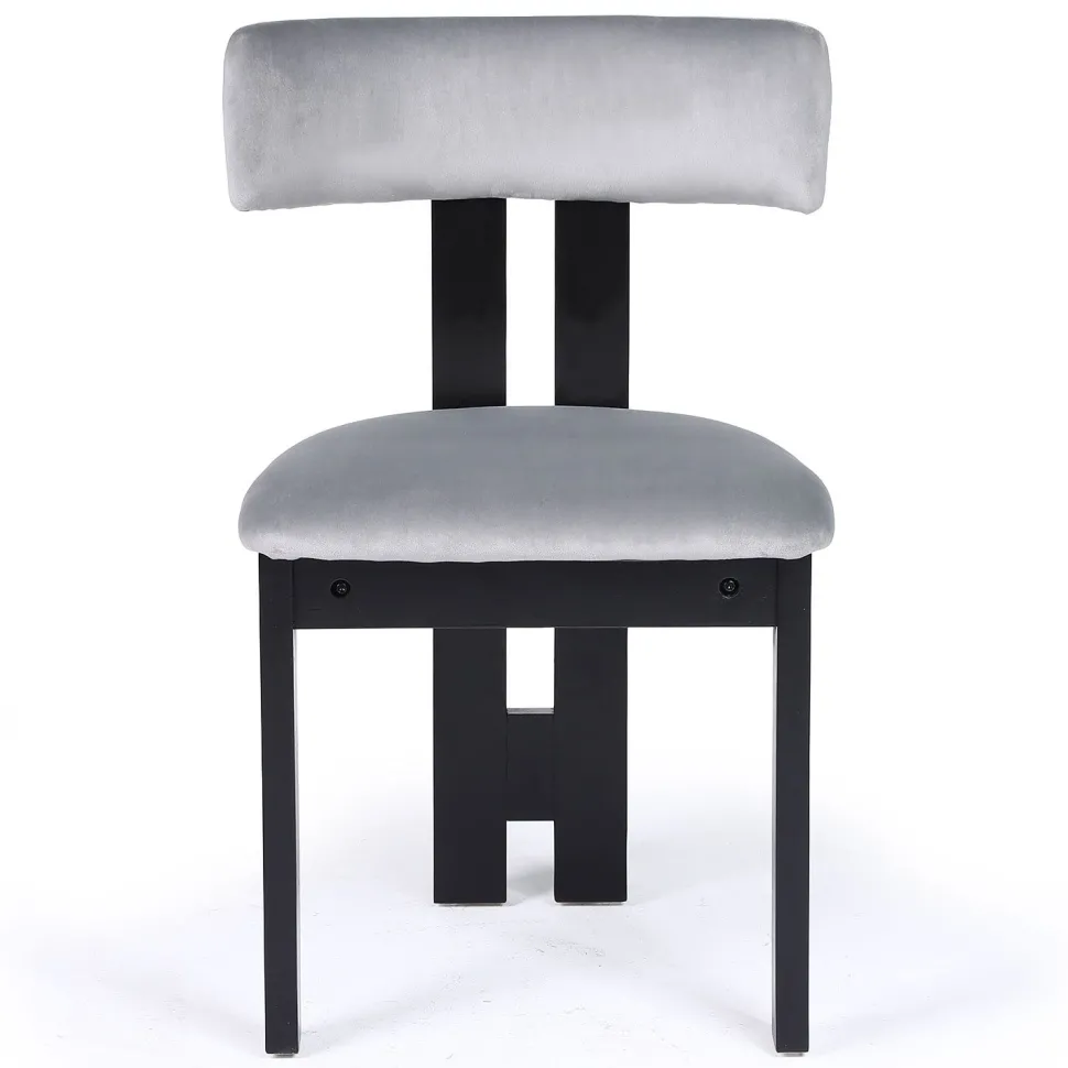 Chaise de salle à manger design Ceriz Bois noir et Velours Gris