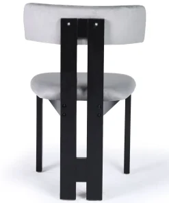 Chaise de salle à manger design Ceriz Bois noir et Velours Gris