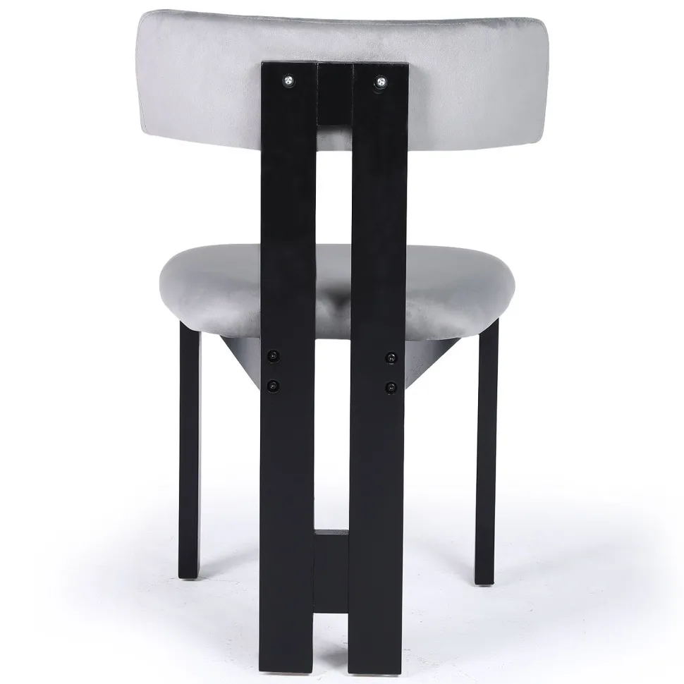 Chaise de salle à manger design Ceriz Bois noir et Velours Gris