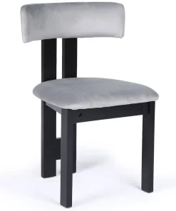 Chaise de salle à manger design Ceriz Bois noir et Velours Gris