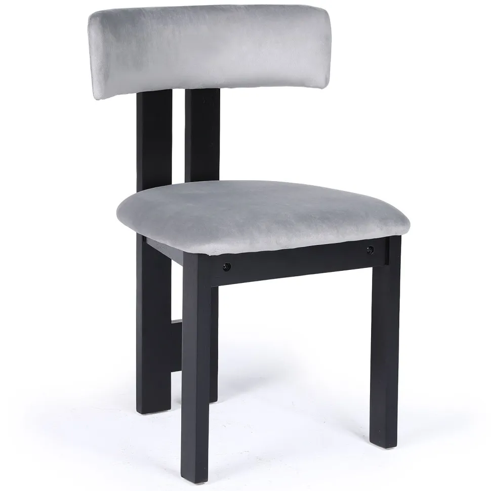 Chaise de salle à manger design Ceriz Bois noir et Velours Gris