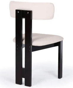 Chaise de salle à manger design Ceriz Bois foncé et Velours Beige