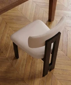 Chaise de salle à manger design Ceriz Bois foncé et Velours Beige