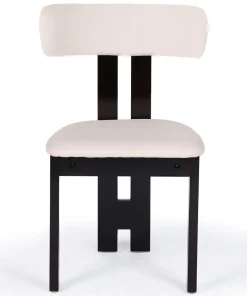 Chaise de salle à manger design Ceriz Bois foncé et Velours Beige