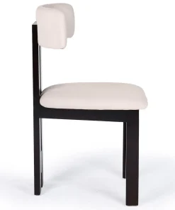 Chaise de salle à manger design Ceriz Bois foncé et Velours Beige