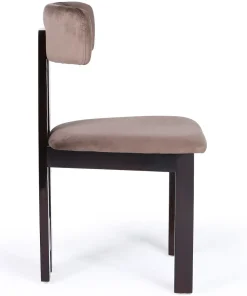 Chaise de salle à manger design Ceriz Bois foncé et Velours Marron