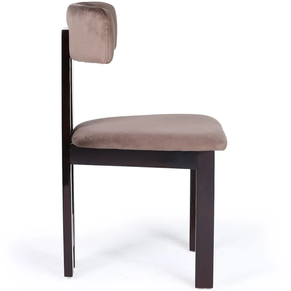 Chaise de salle à manger design Ceriz Bois foncé et Velours Marron