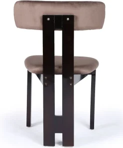 Chaise de salle à manger design Ceriz Bois foncé et Velours Marron