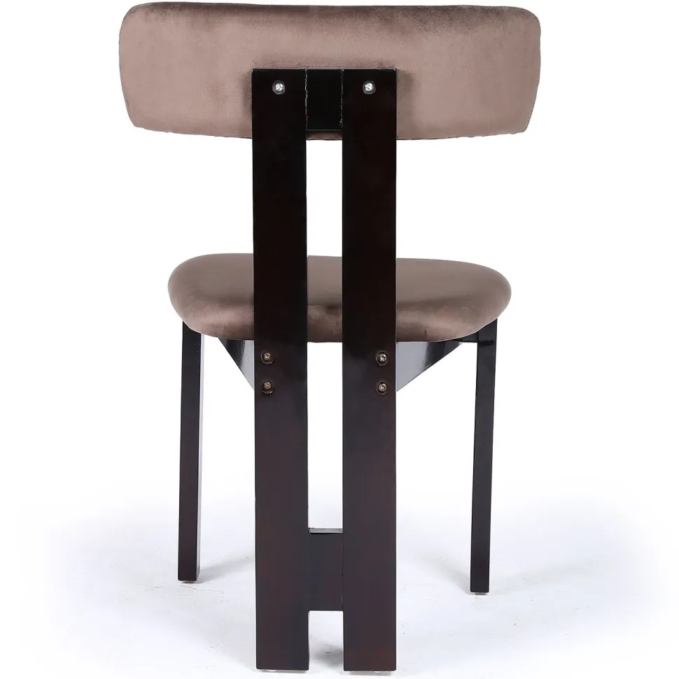 Chaise de salle à manger design Ceriz Bois foncé et Velours Marron