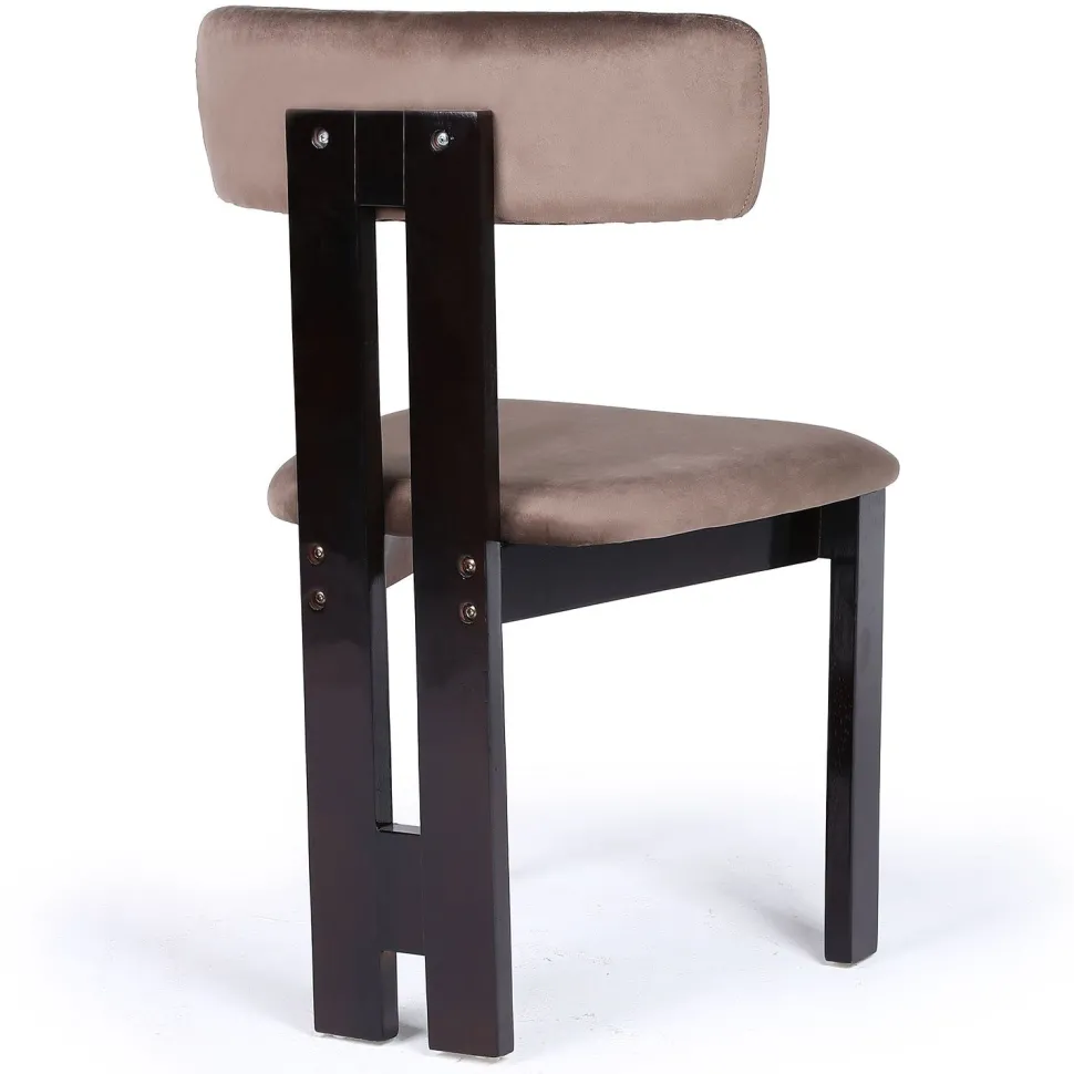 Chaise de salle à manger design Ceriz Bois foncé et Velours Marron