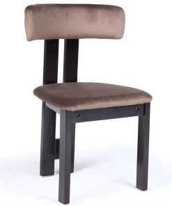 Chaise de salle à manger design Ceriz Bois foncé et Velours Marron