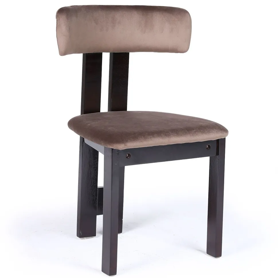 Chaise de salle à manger design Ceriz Bois foncé et Velours Marron