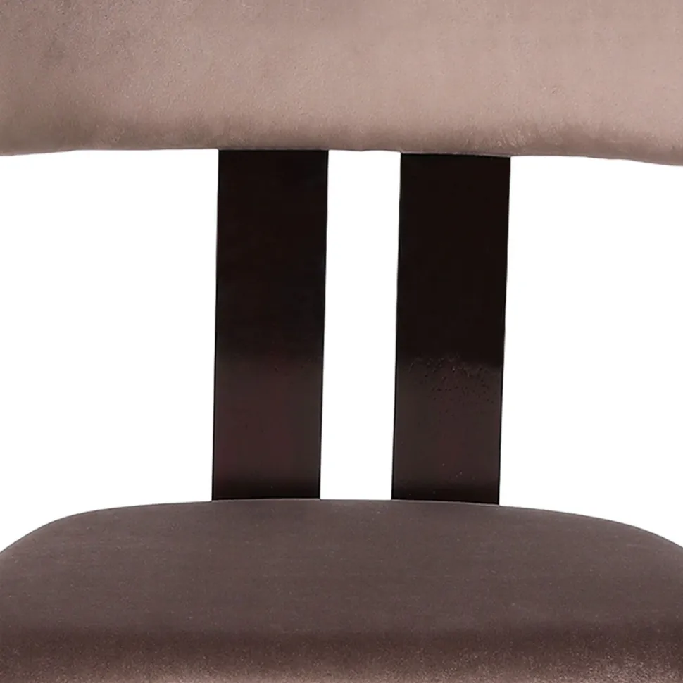 Chaise de salle à manger design Ceriz Bois foncé et Velours Marron