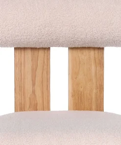 Chaise de salle à manger style intemporel Tuboli Bois clair et Tissu bouclette Beige