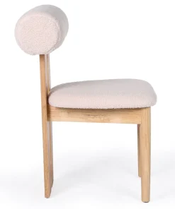 Chaise de salle à manger style intemporel Tuboli Bois clair et Tissu bouclette Beige
