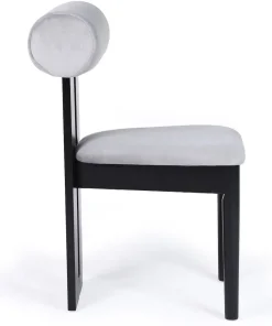Chaise de salle à manger style intemporel Tuboli Bois Noir et Velours Gris